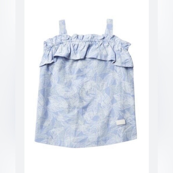 7 For All Mankind Girls Tank Top Blue & White palms  print - Picture 1 of 7